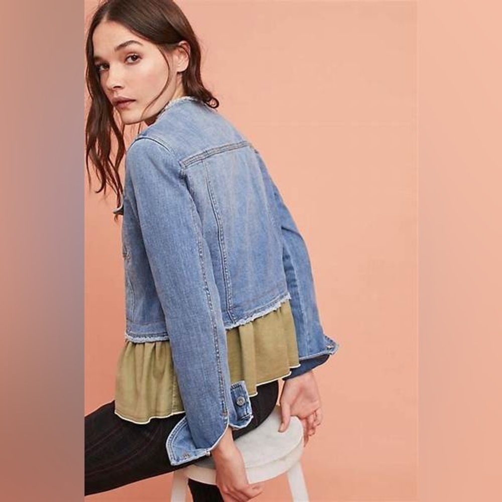Anthropologie Pilcro collarless flounce jean jacket - Picture 4 of 4